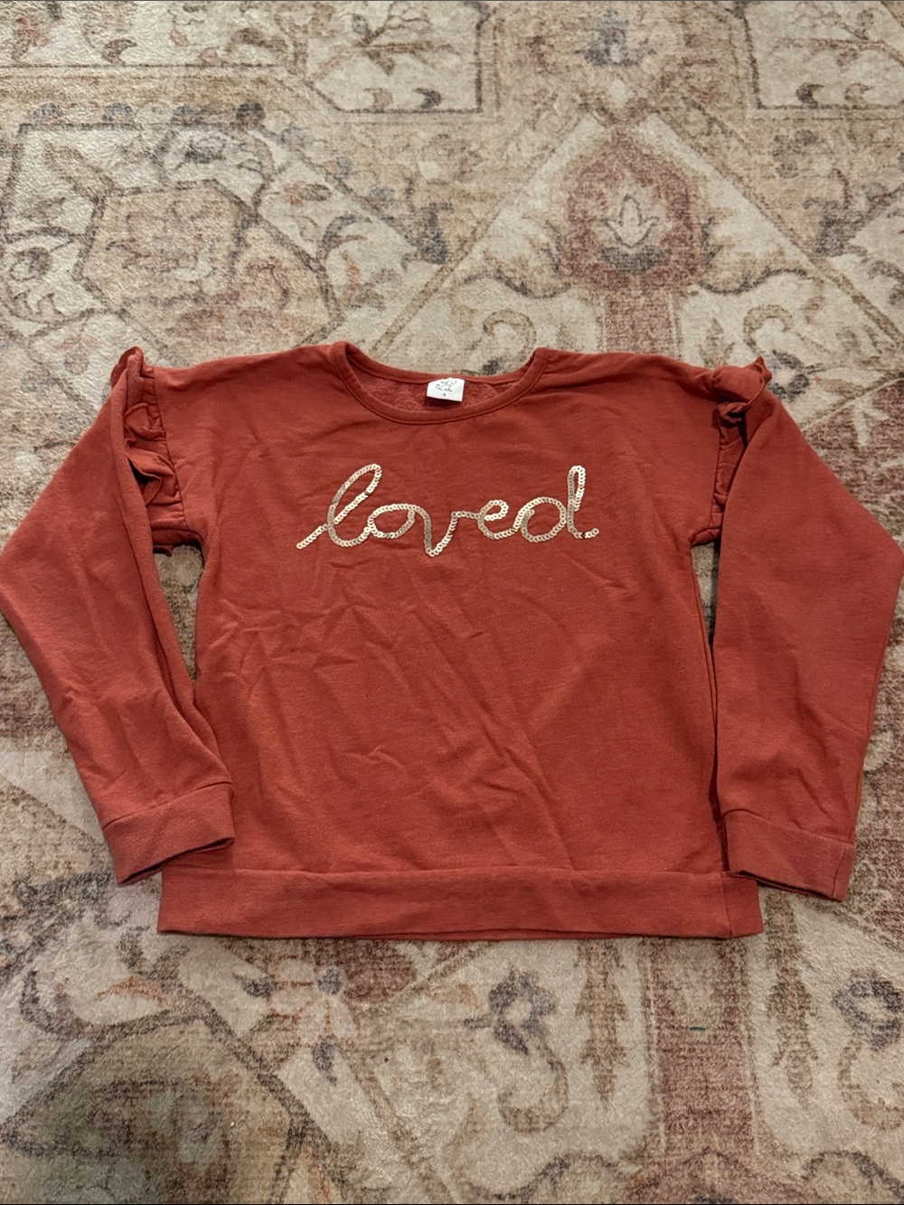 Loved Pullover Sweatshirt in Rust Orange